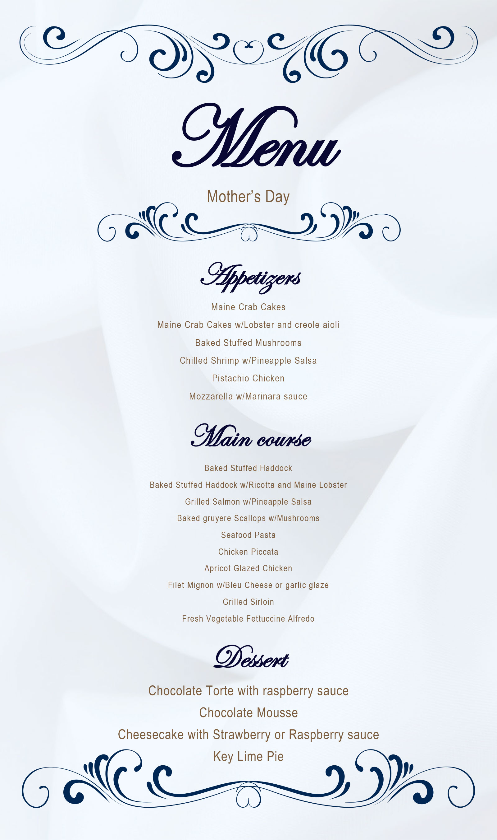 Mother's Day 2024 Menu